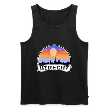 Utrecht Netherlands Skyline Vintage Sunset Travel - Men's Premium Organic Tank Top - black - Front - Michal (187cm)
