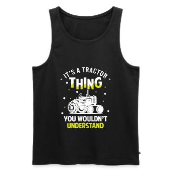 Tractor Tractors Harvest Rural Youth - Men's Premium Organic Tank Top - black - Front - AI Model Male 178 light (178cm)