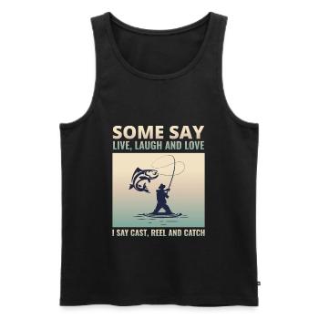 Fisch Fisch Liebhaber Fischer Lustiger Humor - Männer Premium Bio Tank Top - Schwarz - Vorne - AI Model Male 178 light (178cm)