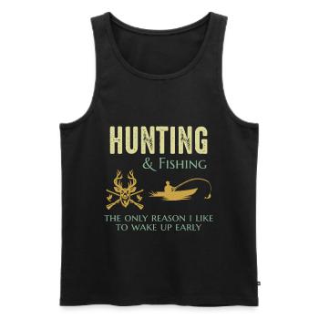 Chasse Pêche Chasseurs Pêcheurs Outdoor Drôle - Débardeur bio Premium Homme - noir - Devant - Michal (187cm)