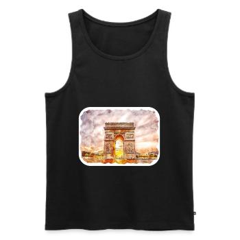 Paris Frankreich Aquarellskizze Gezeichnete Illustration - Männer Premium Bio Tank Top - Schwarz - Vorne - AI Model Male 178 light (178cm)