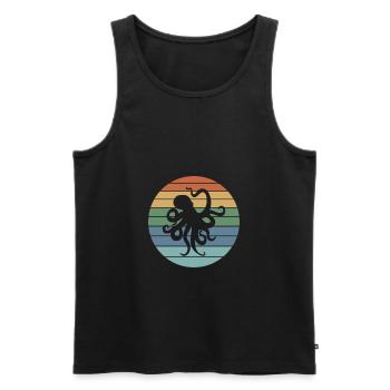 Octopus Retro - Männer Premium Bio Tank Top - Schwarz - Vorne - AI Model Male 178 light (178cm)