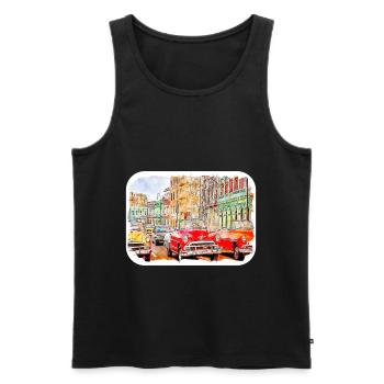 Habana Kuba Aquarell Skizze Gezeichnete Illustration - Männer Premium Bio Tank Top - Schwarz - Vorne - Michal (187cm)