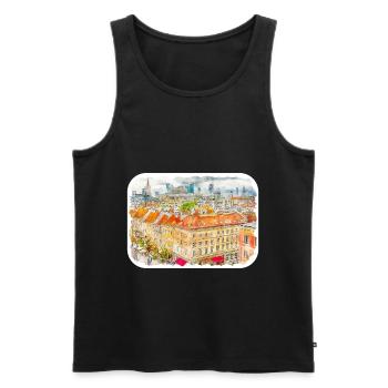 Varsovie Pologne Aquarelle Esquisse Peinture - Débardeur bio Premium Homme - noir - Devant - Michal (187cm)