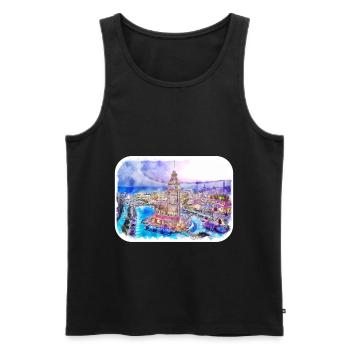 Istanbul Turkey Watercolor Sketch Illustration - Men's Premium Organic Tank Top - black - Front - Michal (187cm)