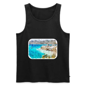 Spain Watercolor Sketch Hand Drawn Illustration - Men's Premium Organic Tank Top - black - Front - AI Model Male 178 light (178cm)