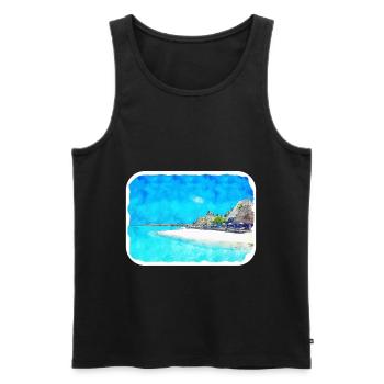 Maldives Watercolor Sketch Hand Drawn Illustration - Men's Premium Organic Tank Top - black - Front - Michal (187cm)