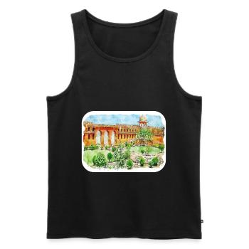 Jaipur Inde Aquarelle Esquisse Peinture Dessinée - Débardeur bio Premium Homme - noir - Devant - AI Model Male 178 light (178cm)