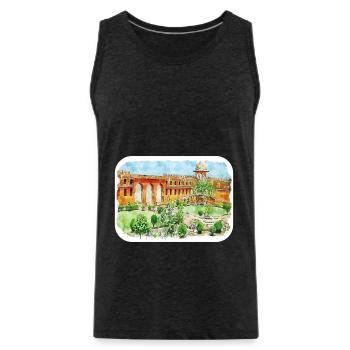 Jaipur Inde Aquarelle Esquisse Peinture Dessinée - Débardeur bio Premium Homme - charbon - Devant - Alexander (188cm)