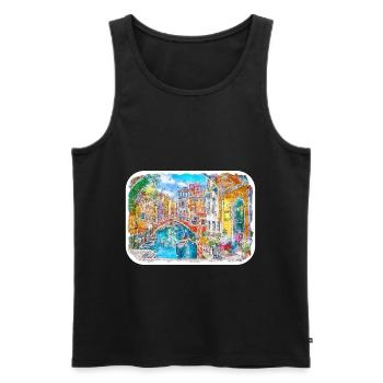 Venedig Italien Aquarellskizze Gezeichnete Illustration - Männer Premium Bio Tank Top - Schwarz - Vorne - Michal (187cm)