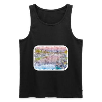 Paris Frankreich Aquarellskizze Gezeichnete Illustration - Männer Premium Bio Tank Top - Schwarz - Vorne - AI Model Male 178 light (178cm)