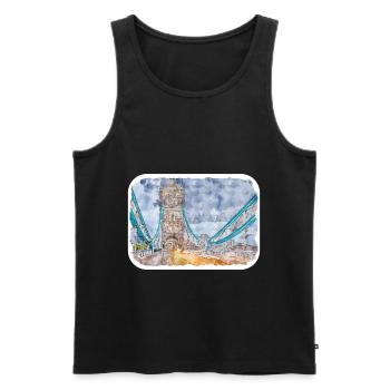 Uk Landmark Watercolor Sketch Painting Illustratio - Men's Premium Organic Tank Top - black - Front - Michal (187cm)