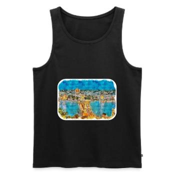 Budapest Ungarn Aquarell Skizze Illustration - Männer Premium Bio Tank Top - Schwarz - Vorne - AI Model Male 178 light (178cm)