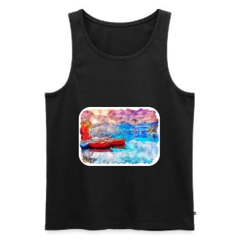 Slovakia Landmark Watercolor Sketch Illustration - Men's Premium Organic Tank Top - black - Front - Michal (187cm)