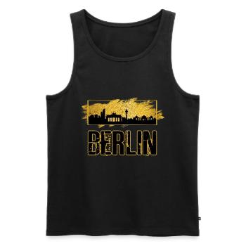 Berlin Deutschland Stadt Skyline Gold Heimat Liebe - Männer Premium Bio Tank Top - Schwarz - Vorne - Michal (187cm)