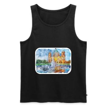 Allemagne Aquarelle Esquisse Dessinée à la main Illustration - Débardeur bio Premium Homme - noir - Devant - Michal (187cm)