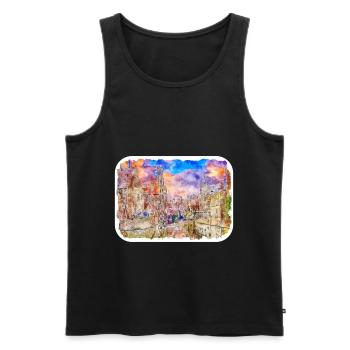 Bruges Belgium Watercolor Sketch Drawn Illustratio - Men's Premium Organic Tank Top - black - Front - AI Model Male 178 light (178cm)