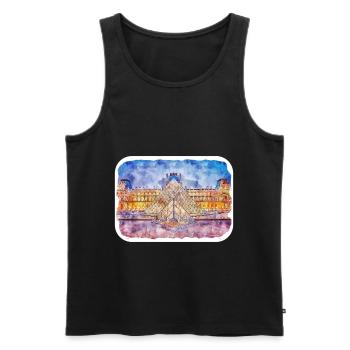 Paris France Watercolor Sketch Draw Drawing - Men's Premium Organic Tank Top - black - Front - Michal (187cm)