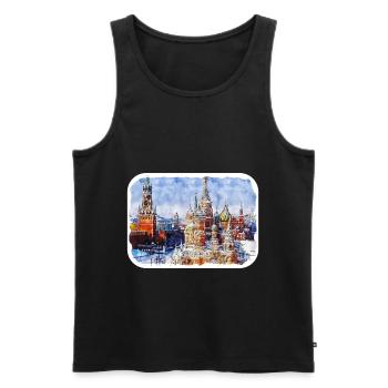 Moscou Russie Aquarelle Esquisse Dessinée Peinture - Débardeur bio Premium Homme - noir - Devant - Michal (187cm)