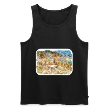 Cartagena Kolumbien Aquarell Skizze Gezeichnet Illustr - Männer Premium Bio Tank Top - Schwarz - Vorne - Michal (187cm)