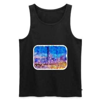 Chicago USA Watercolor Sketch Drawn Illustration - Men's Premium Organic Tank Top - black - Front - Michal (187cm)