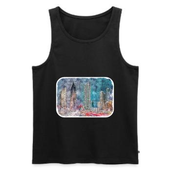 Berlin Allemagne Aquarelle Esquisse Dessinée Peinture - Débardeur bio Premium Homme - noir - Devant - AI Model Male 178 light (178cm)