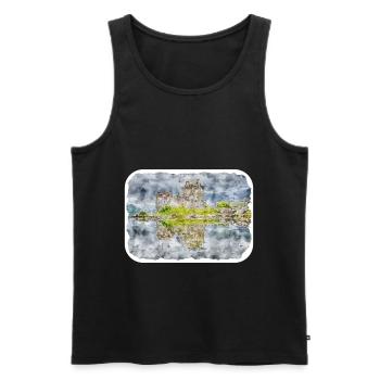 Scotland UK Watercolor Sketch Drawn Illustration - Men's Premium Organic Tank Top - black - Front - Michal (187cm)