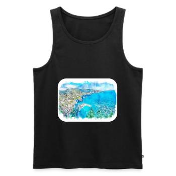 Sorrente Italie Aquarelle Sketch Illustration - Débardeur bio Premium Homme - noir - Devant - Michal (187cm)