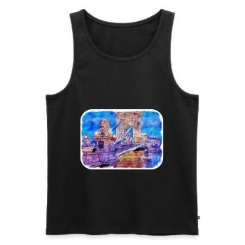 Budapest Ungarn Aquarell Skizze Illustration - Männer Premium Bio Tank Top - Schwarz - Vorne - AI Model Male 178 light (178cm)