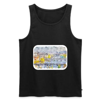 Prag Tschechien Aquarell Skizze Zeichnung - Männer Premium Bio Tank Top - Schwarz - Vorne - Michal (187cm)