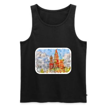 Moscou Russie Aquarelle Esquisse Dessin Dessiné - Débardeur bio Premium Homme - noir - Devant - Michal (187cm)
