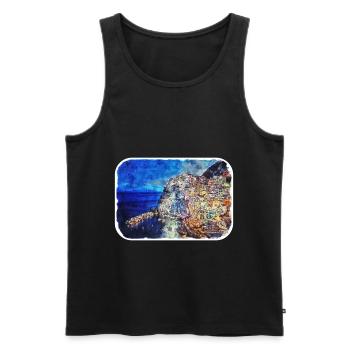 Italy Watercolor Sketch Hand Drawn Illustration - Men's Premium Organic Tank Top - black - Front - Michal (187cm)