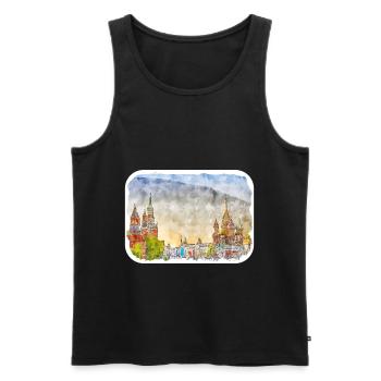 Moscou Russie Aquarelle Sketch Illustration - Débardeur bio Premium Homme - noir - Devant - Michal (187cm)
