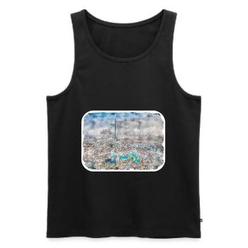 Dubai UAE Watercolor Sketch Hand Drawn Painting - Men's Premium Organic Tank Top - black - Front - AI Model Male 178 light (178cm)