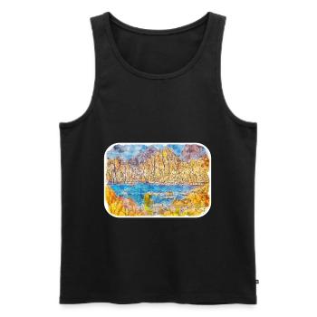 Arizona USA Aquarelle Dessin Dessin Illustration - Débardeur bio Premium Homme - noir - Devant - Michal (187cm)