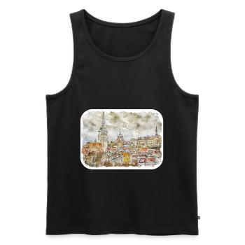 Tallinn Estonie Aquarelle Esquisse Dessinée Illustrati - Débardeur bio Premium Homme - noir - Devant - Michal (187cm)