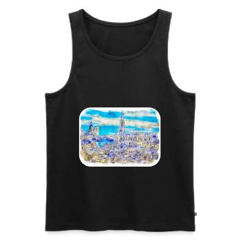 Spain Watercolor Sketch Hand Drawn Illustration - Men's Premium Organic Tank Top - black - Front - AI Model Male 178 light (178cm)
