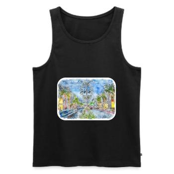 Illustration de croquis à l’aquarelle de Californie usa - Débardeur bio Premium Homme - noir - Devant - Michal (187cm)