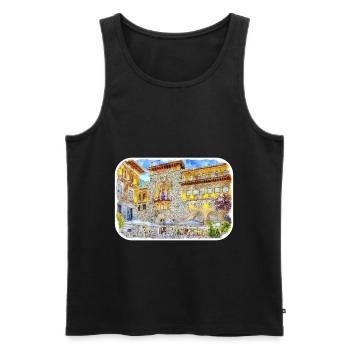 Spain Watercolor Sketch Hand Drawn Illustration - Men's Premium Organic Tank Top - black - Front - AI Model Male 178 light (178cm)