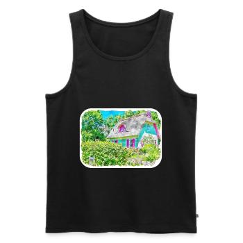 England UK Watercolor Sketch Drawn Illustration - Men's Premium Organic Tank Top - black - Front - Michal (187cm)