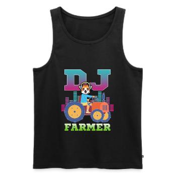 DJ Farmer Cat Farm Driving Tractor Music Funny - Men's Premium Organic Tank Top - black - Front - Michal (187cm)