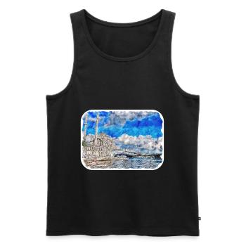 Istanbul Turkey Watercolor Sketch Illustration - Men's Premium Organic Tank Top - black - Front - Michal (187cm)