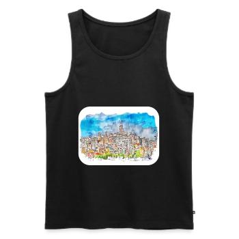 Istanbul Turkey Watercolor Sketch Illustration - Men's Premium Organic Tank Top - black - Front - Michal (187cm)
