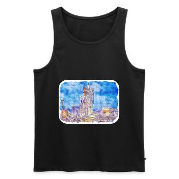 China-Aquarell-Skizzen-handgezeichnete Illustration - Männer Premium Bio Tank Top - Schwarz - Vorne - Michal (187cm)