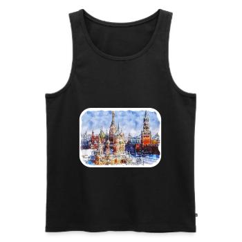 Moscou Russie Aquarelle Esquisse Dessin Dessiné - Débardeur bio Premium Homme - noir - Devant - Michal (187cm)