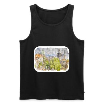 Prag Tschechische Aquarellskizze Malerei Zeichnung - Männer Premium Bio Tank Top - Schwarz - Vorne - Michal (187cm)