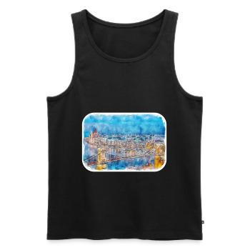 Budapest Ungarn Aquarell Skizze Illustration - Männer Premium Bio Tank Top - Schwarz - Vorne - AI Model Male 178 light (178cm)