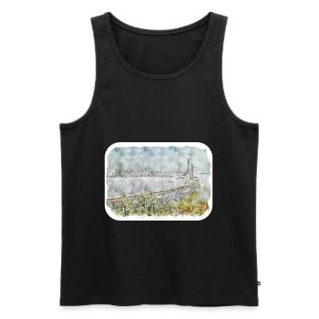 Mumbai India Watercolor Sketch Painting Drawing - Men's Premium Organic Tank Top - black - Front - AI Model Male 178 light (178cm)