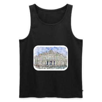 Saint-Pétersbourg Russie Aquarelle Esquisse Dessinée Peinture - Débardeur bio Premium Homme - noir - Devant - Michal (187cm)