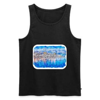 Luzern Schweiz Aquarellskizze gezeichnet Illust - Männer Premium Bio Tank Top - Schwarz - Vorne - AI Model Male 178 light (178cm)